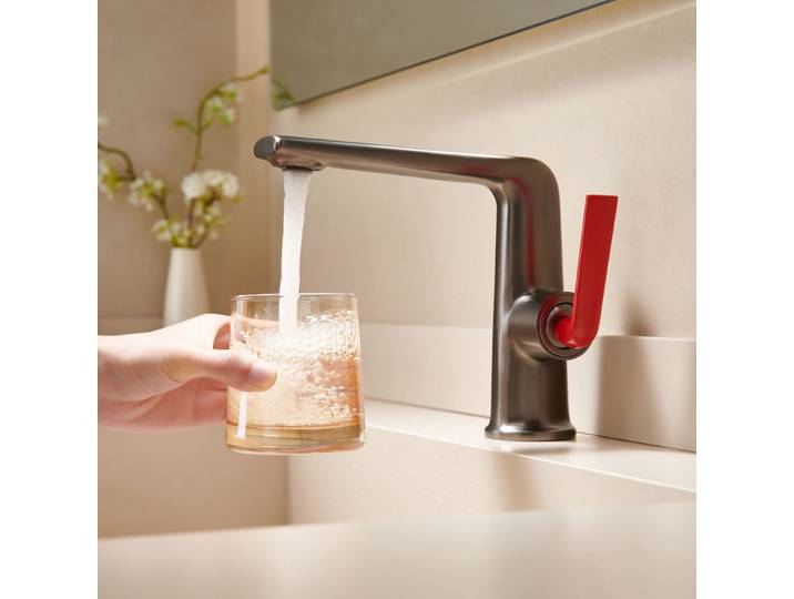 Robinet de lavabo rouge et gris, robinet de lavabo en cuivre, mitigeur d'eau froide et chaude rose, robinet de lavabo de haute qualité