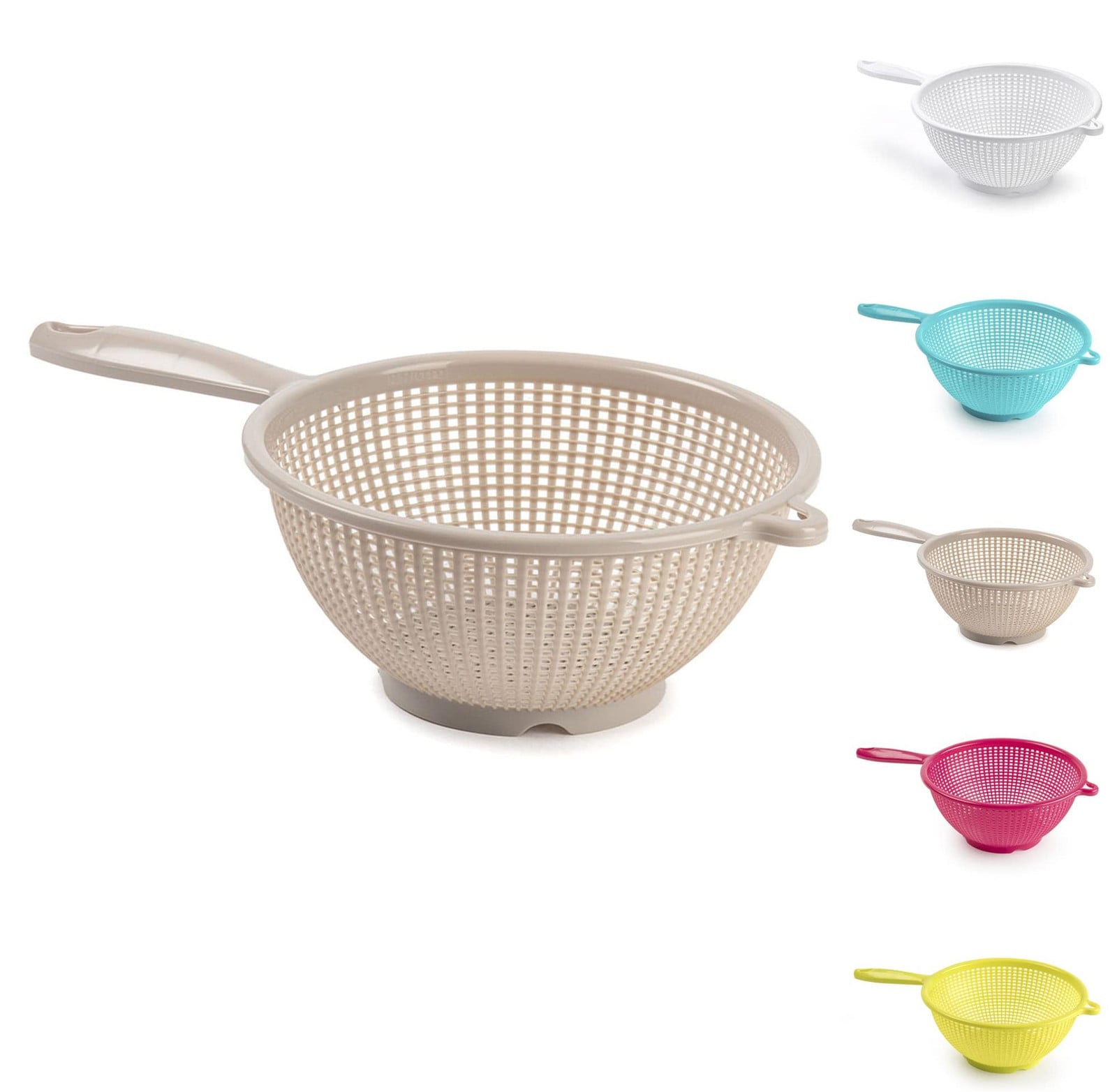 Dripio Kunststof zeef voor pasta en groenten, Taupe, Diameter: 19 cm