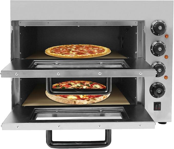 Elektrischer Pizzaofen, 3000W Doppellagig Mini Pizzaofen Elektrisch, Pizza Backofen Für die Gastronomie, 50-350? Gastro Steinbackofen
