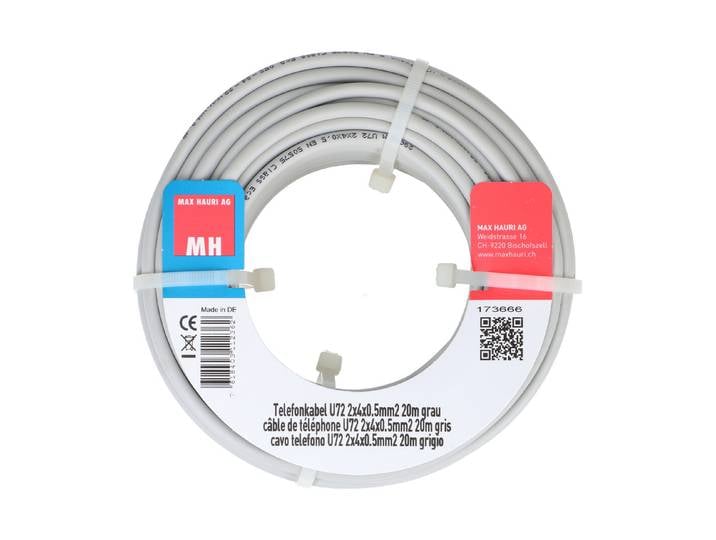 Max Hauri AG Telefonkabel U72 2x4x0.5mm² 20m grau