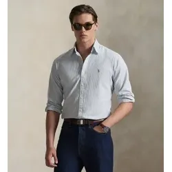 Polo Ralph Lauren für Herren. 710953704501 Custom Fit gestreiftes Oxford-Hemd weiß, marineblau (M), Lässig, Party, Baumwolle, Klassisch, Lan