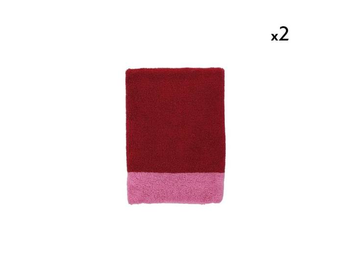 Lot de 2 serviettes de bain roses en coton 70x140cm