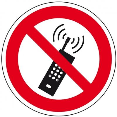 Aufkleber I Verbotsschild Mobiltelefone verboten, Folie, selbstklebend, Ø 200mm, ASR A1.3, DIN EN ISO 7010 P013