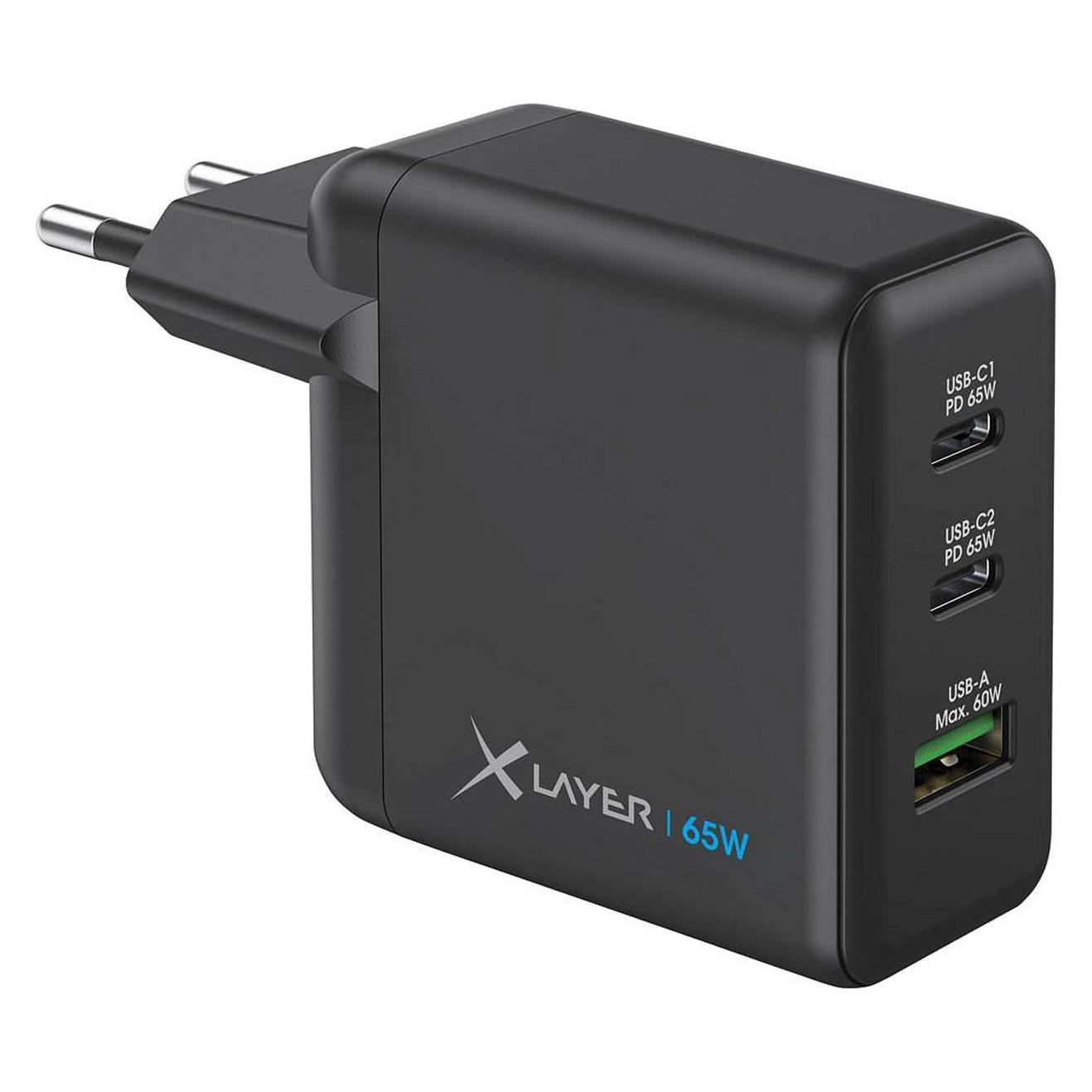 Xlayer Powercharger 65W GaN /OQ4.0 USB-C charger black (65 W, 3 Ports) (219588)