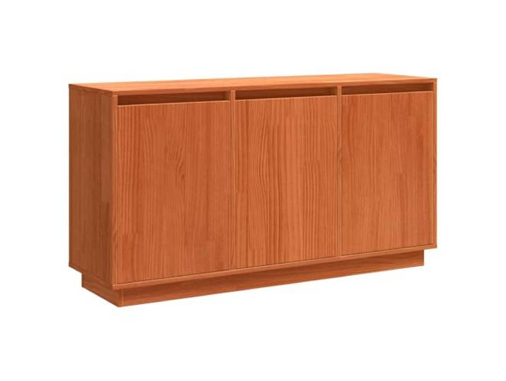HGFDVCMR Sideboard Massivholz Kiefer Braun Eichen-Optik 111x34x60 cm Kompakter Kommodenschrank aus Kiefern-Massivholz mit 3 Türen für Wohnzimmer, Esszimmer und Flur.