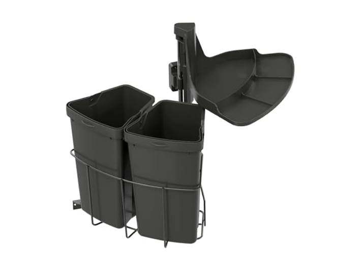 Abfallcenter Schwenkeimer 2x 9 L anthrazit Abfalltrennung Mülleimer für Küche Abfallcenter anthrazit Müllsystem Küche Abfallbehälter Mülltrennung Einbau-Mülleimer Praktische Mülllösung