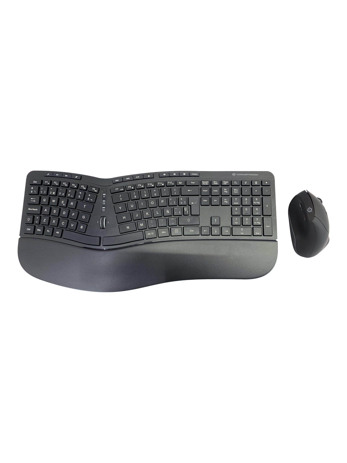 Conceptronic ORAZIO02ES ERGO - keyboard and mouse set - Spanish - black - Tastatur & Maus Set - Spanisch - Schwarz