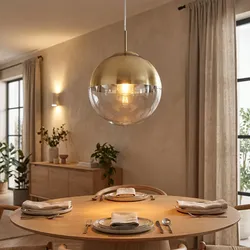 Hänge Decken Leuchte Schlaf Gäste Zimmer Glas Kugel Pendel Lampe Gold im Set inkl. LED Leuchtmittel