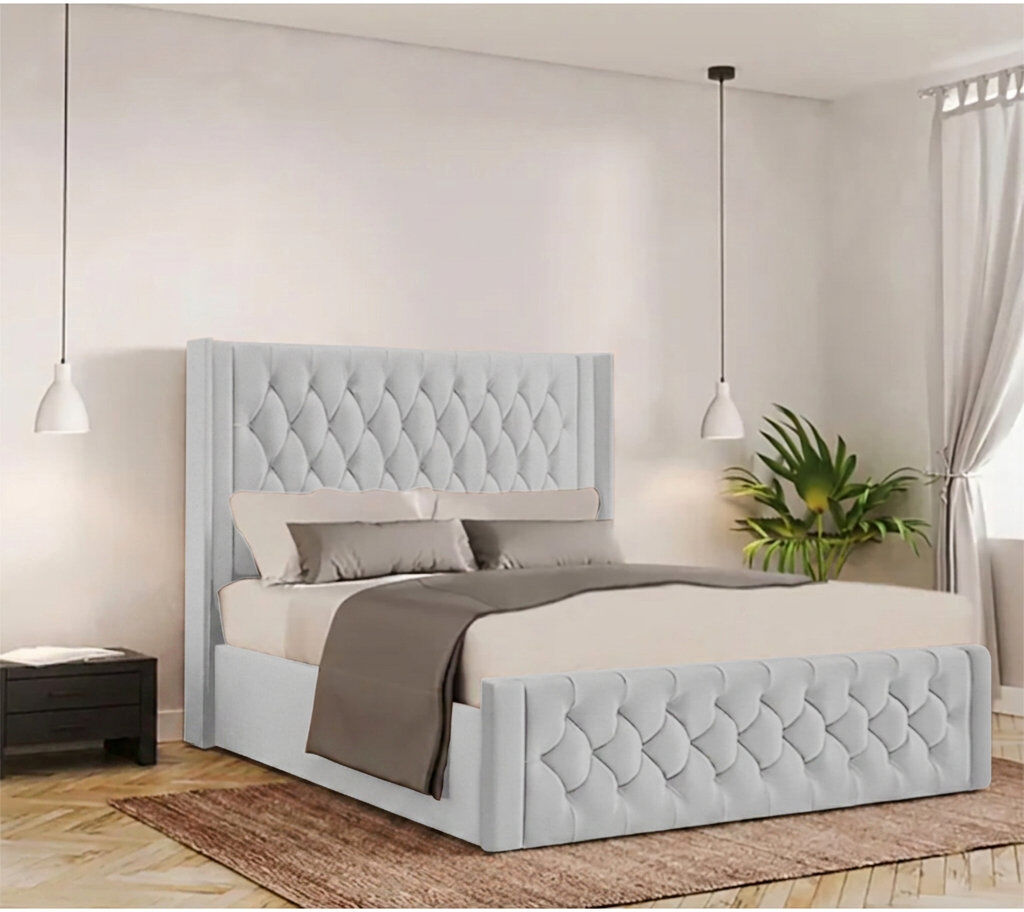 Canora Grey Barrientez Upholstered Ottoman Storage Bed Light Silver Small Double (4')