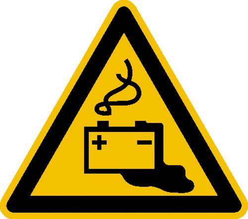 Warnschild Gefahren durch das Aufladen von Batterien Aluminium 315mm ISO 7010 1St.