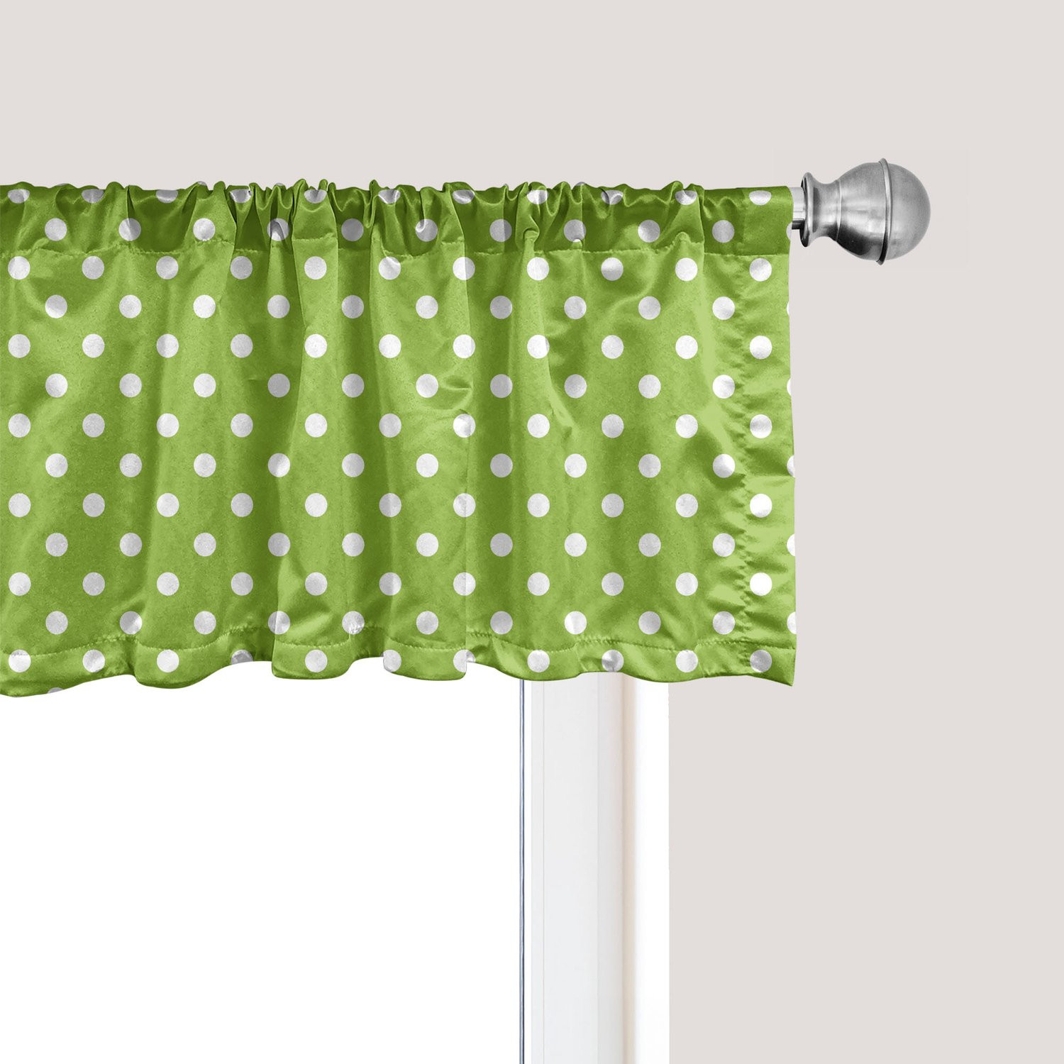 ABAKUHAUS Set van 2 Gordijnvalletjes met Stippenpatroon, Vintage Groen Limoengroen, 137 x 30 cm