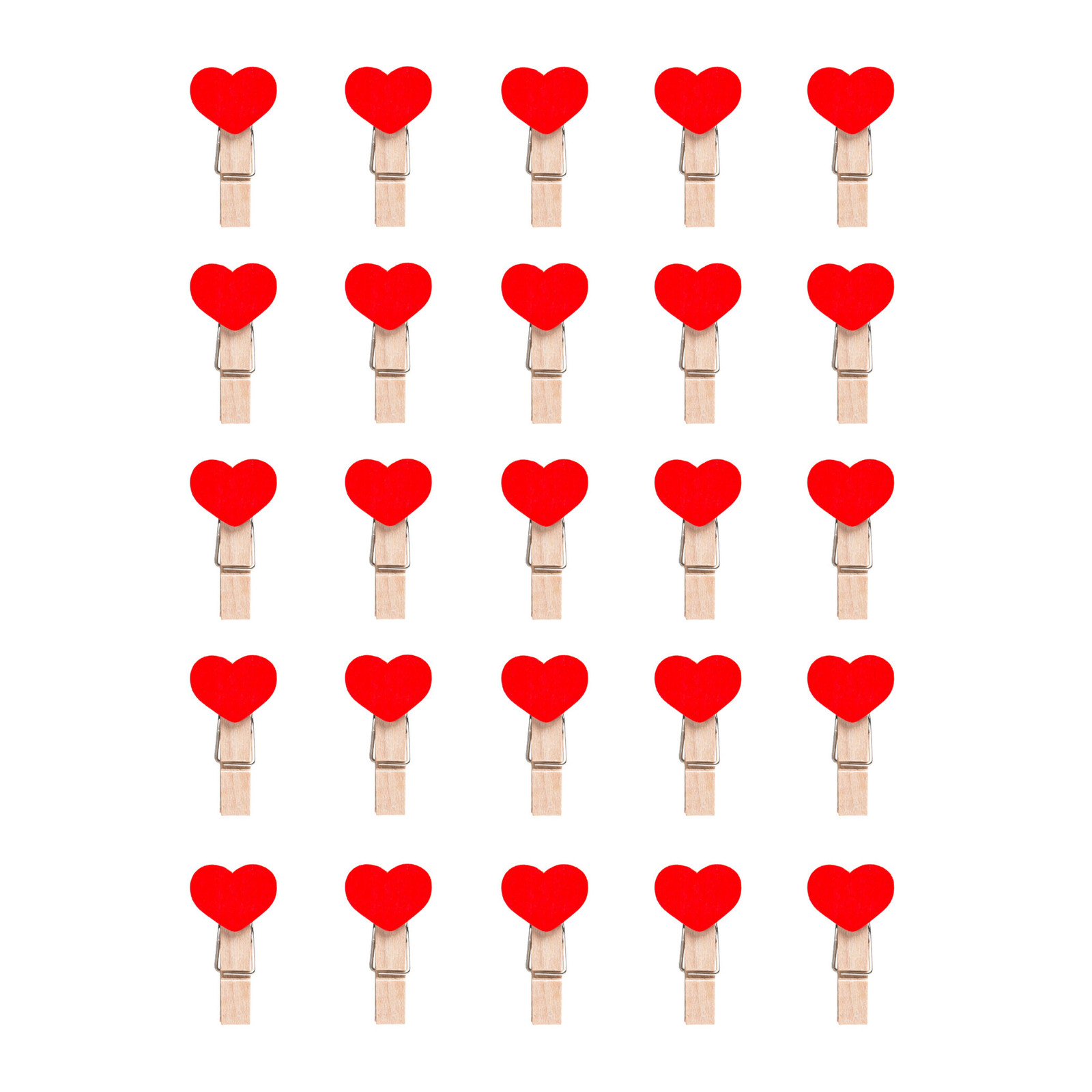 QUVIO Wasknijpers mini - 25 stuks - Hout - Rood