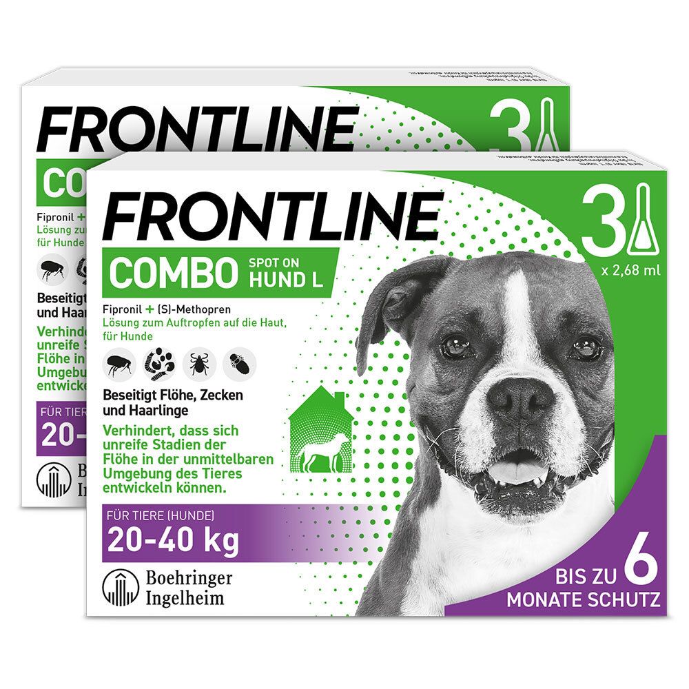 Frontline Combo Spot on gegen Flöhe und Zecken Hund L 20-40kg 2x3 St Einzeldosispipetten