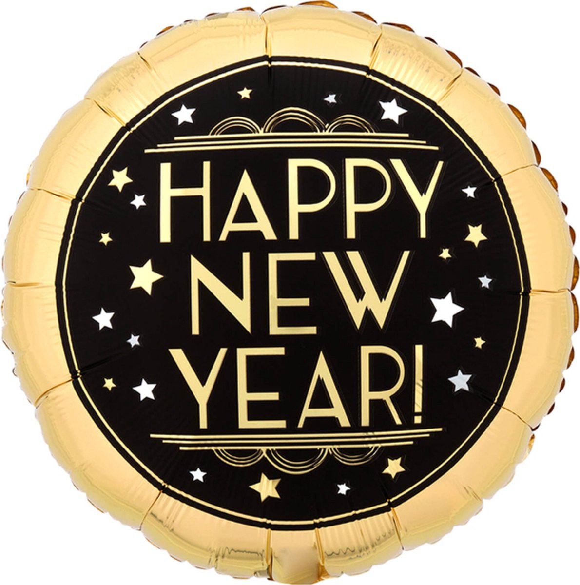 Amscan Silvester Folieballon Happy New Year goud zwart 43 cm