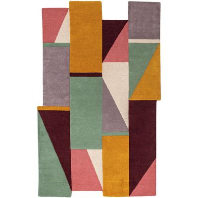 Teppich FLAIR RUGS "SHUFFLE SHAPED", bunt (pastell, mehrfarbig), B:120cm H:10mm L:180cm, Wolle, Teppiche, Teppich, Shuffle-förmiger Wollteppich