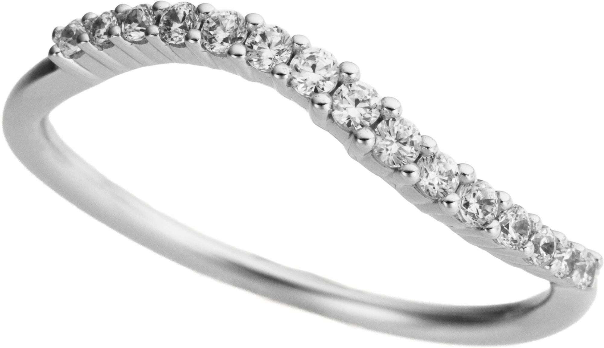 Fingerring FIRETTI "Schmuck Geschenk Gold 333 Damenring Goldring geschwungene Linie" Gr. 19, weißgoldfarben, Fingerringe, Damen, 19, 0,21 P2 = erkennbare Einschlüsse, Diamanten Weißgold 333, 1,1mm, Diamanten, Weißgold 333, Fingerring, mit Brillanten