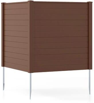 "Costway 48"" W x 48"" H Outdoor Privacy Fence Screen Air Conditioner Fence with Galvanized Metal Ground Stakes-Brown"