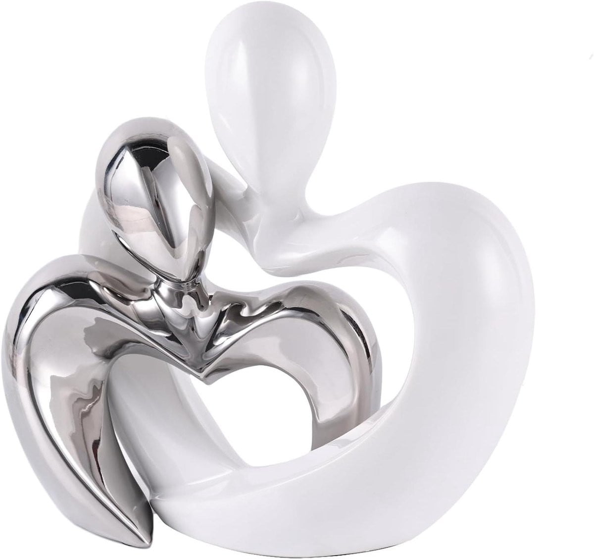 Abstracte Keramische Beeldjes voor Woonkamer Decoratie - Wit Zilver