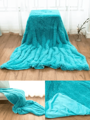 Inspire Curations Super Soft Shaggy Faux Fur Throw Blanket lake Blue blanket 130x160cm