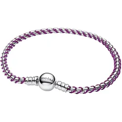 Pandora 593816C03 Damen-Armband Silber Veneziakette Lila, 18 cm
