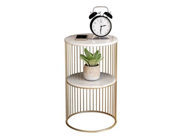 YCCHAH Bett mit Stauraum Nachttischgestell Nordic Rock Plate Ecktisch Gold Einfacher Beistelltisch Schlafzimmer Lagerschrank Kleiner Couchtisch Desktop
