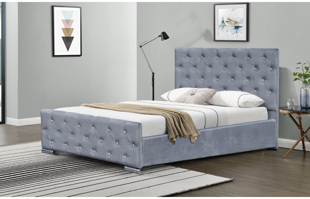 Rosdorf Park Luther Upholstered Bed Grey Double (4'6)