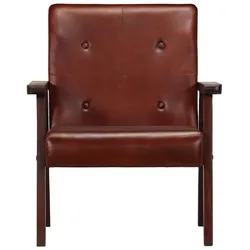 Helloshop26 - Sessel Stuhl Lounge-Sessel Design-Club-Sofa Wohnzimmer braunes Echtleder
