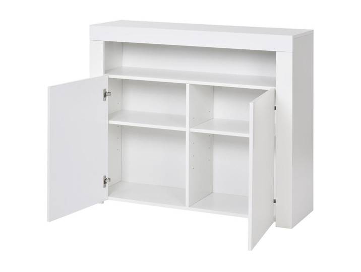 Modfu Sideboard aus MDF 108x40x92 cm Weiß mit LED-Beleuchtung, USB-Anschluss und Hochglanzfront, 108x92x40 cm, Kleinmöbel, Kommoden, Sideboards