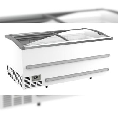 Supermarkt Tiefkühltruhe EMDA | 2x Glasschiebedeckel + LED | 870 Liter, HxBxT 89,4x187,9x95,2cm | -18/-23°C | Weiß | + CHEFGASTRO Geschirrtuch