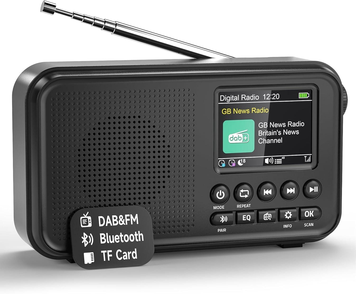 Selius Draagbare DAB/DAB+ radio met Bluetooth 5.0 en 3000 mAh accu