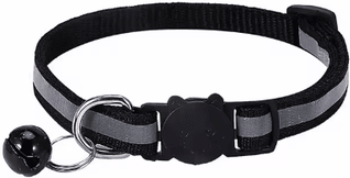 Inspire Picks Safe Glow Reflective Breakaway Cat Collar With Bell black 50pcs width1cm