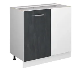 Vicco Eckunterschrank R-Line Schwarz Beton Weiß 86 cm ohne Arbeitsplatte