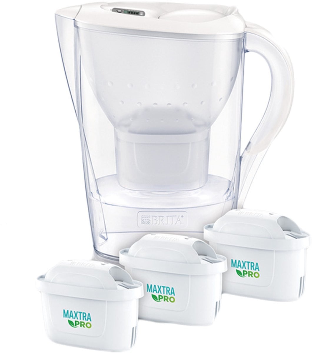 BRITA Marella Cool White Waterfilterkan met 2,4 l inhoud en 3 BRITA Maxtra+ waterfilters