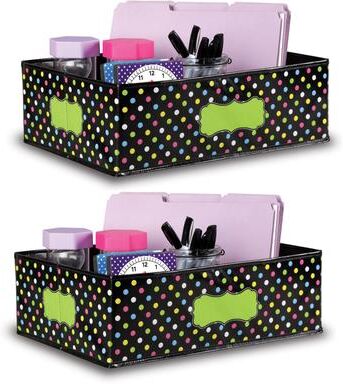 "Teacher Created Resources Chalkboard Brights Storage Bin, 16"" x 11"" x 5"", Pack of 2"