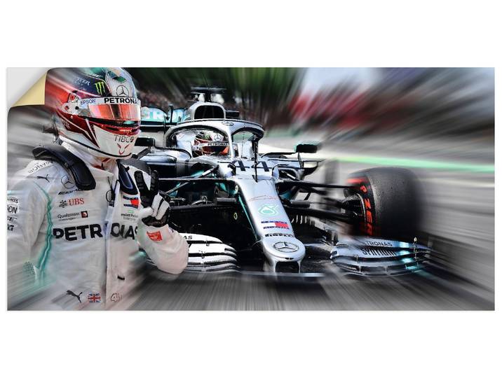 Wandbild ARTLAND Weltmeister Sir Lewis Hamilton , silber (farbe bild(er): farbig), B:60cm H:30cm, Bilder, Wandbild, als Alubild, Leinwandbild, Poster, Wandaufkleber in verschied. Grössen