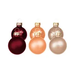 Weihnachtskugeln aus Glas, rot, lachs, creme, 2 cm Ø, 25 Stück