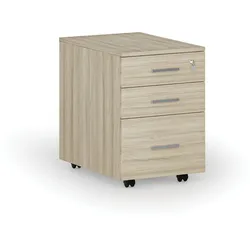 Büro-Rollcontainer für Hängeregister SOLID, 3 Schubladen, Eiche natur