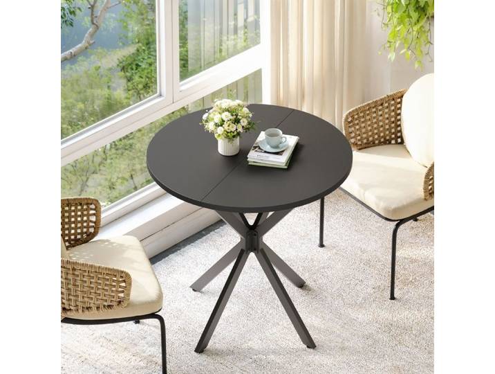 Table à Manger Ronde de 80cm - Convient pour 2 à 4 Personnes-Convient pour la Cuisine-la Salle à Manger-Le café-Le Salon- noir