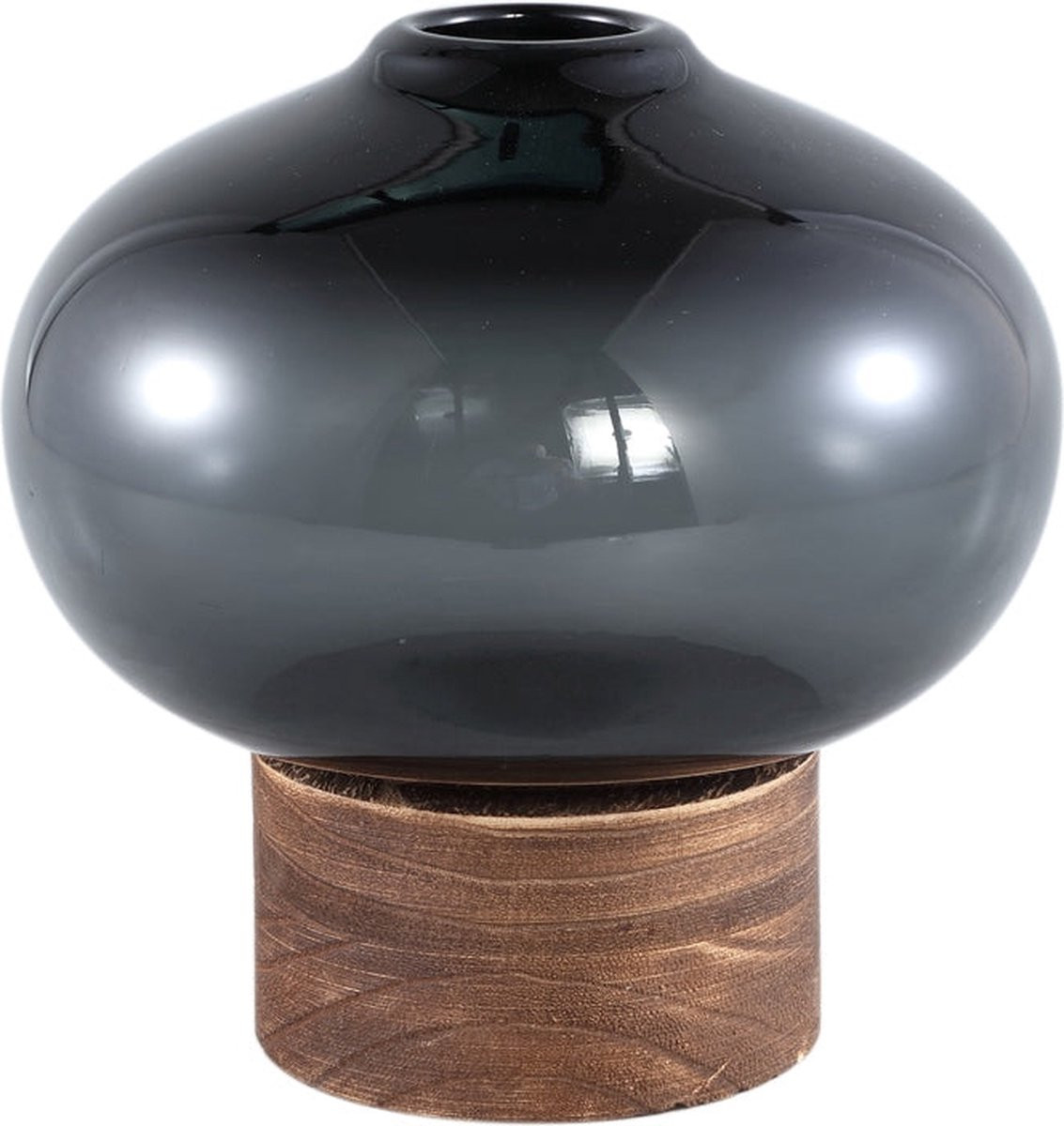 PTMD Collection Fleure Vaas - Grijs - Glas - B/D/H: 19 x 19 x 18 cm