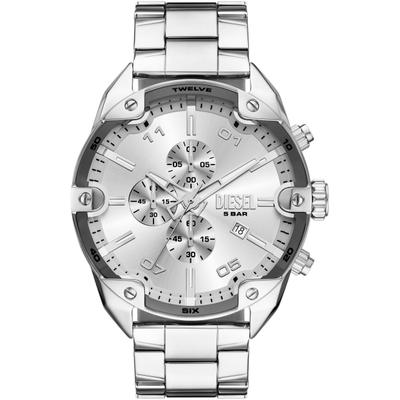 Chronograph DIESEL "Spiked", silber (silberfarben, silberfarben, silberfarben), Armbanduhren, Herren, silberfarben, Chronograph, Quarzuhr, Armbanduhr, Herrenuhr, Edelstahlarmband, Stoppfunktion, Tag