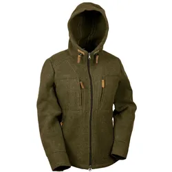 Steinkauz Damen Kragenwally Lodenfleecejacke - M - schiefer