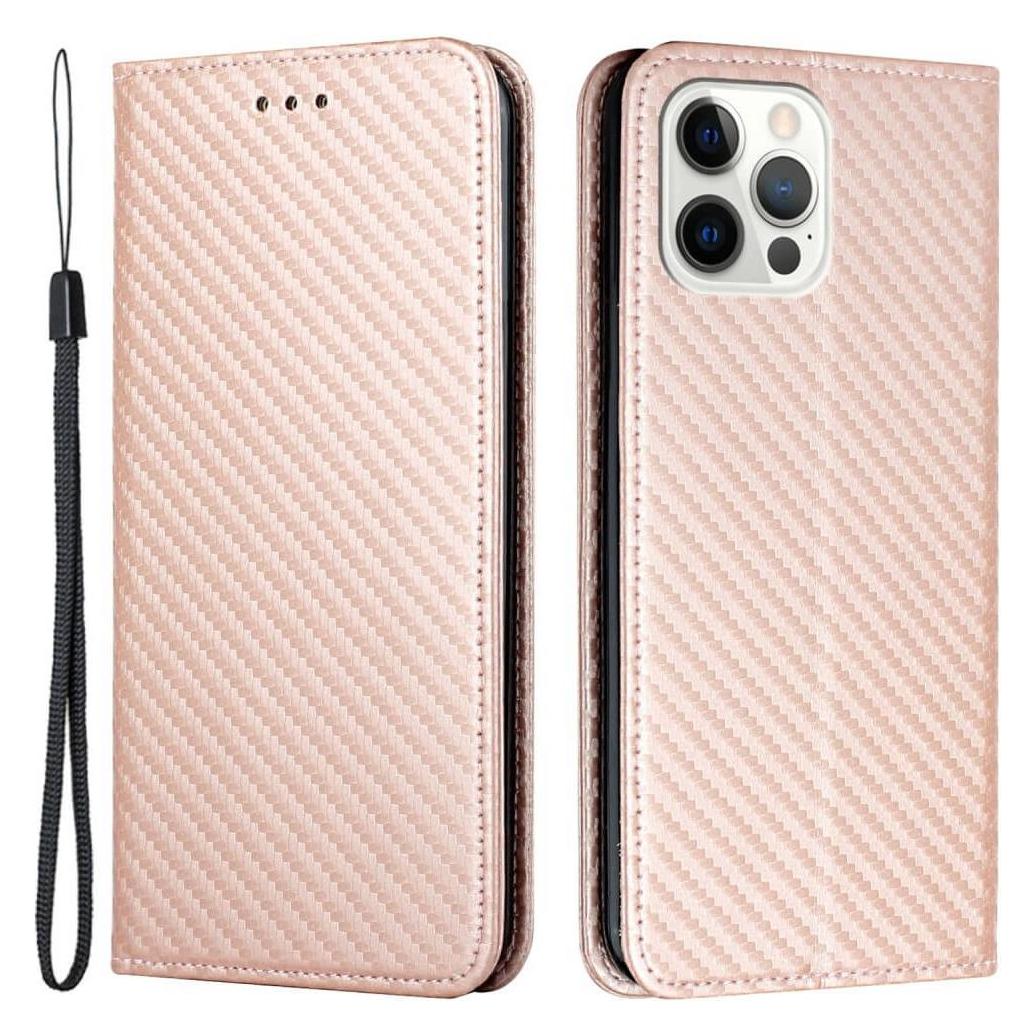 Cover-Discount iPhone 15 Pro - Carbon Look Flip Case Hülle rosa (Apple iPhone 15 Pro) (66149609C)