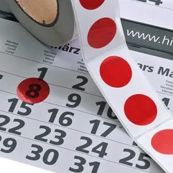 100 SPRINTIS - Statische Datumsweiser, 28 mm, transluzent rot, 100 Stück, für Kalender, zum Kleben, PVC