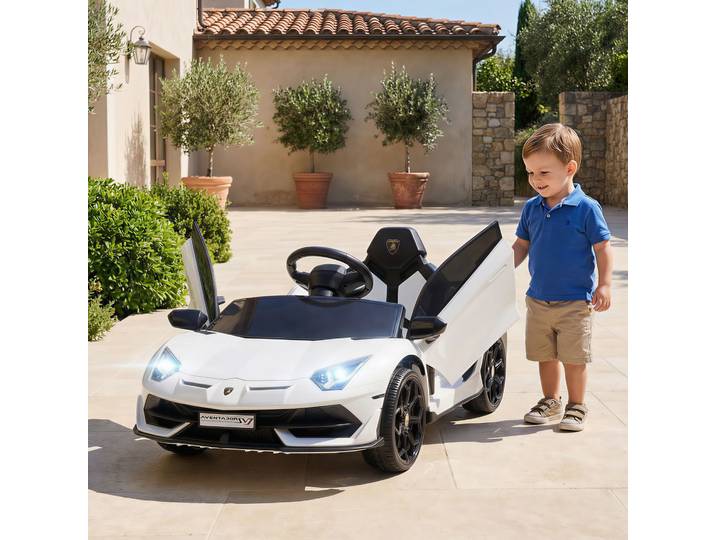 HOMCOM Lamborghini Aventador Enfant Blanc 12V