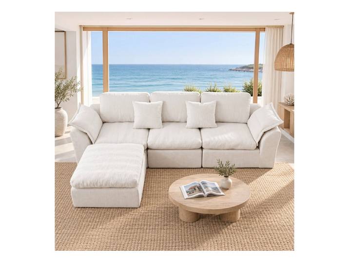 xinyuemaic Ecksofa Modulares Ecksofa, 3-Sitzer mit Rückenlehne, extra tiefe Sitzfläche, 1 Teile, weich, ohne Montage, für Wohnzimmer