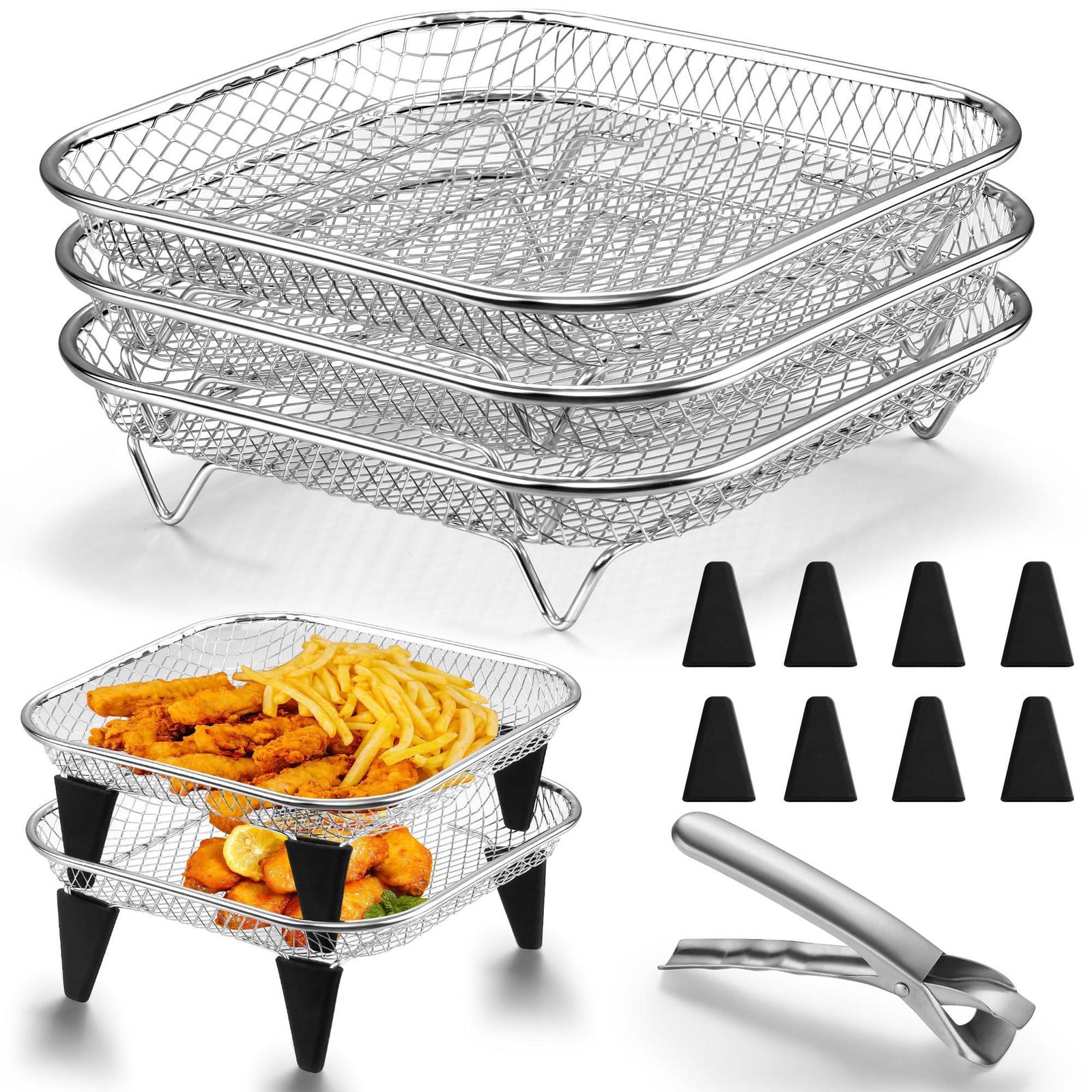 Selius 3 stuks airfryer-accessoires van roestvrij staal, hittebestendig