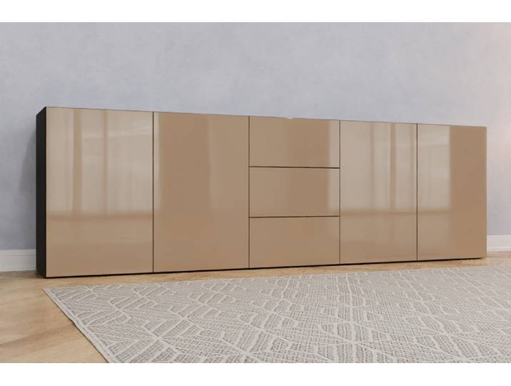 Büro Sideboard nach Maß - RAL 1019 Graubeige - 90x290x47cm - Individuell konfigurieren