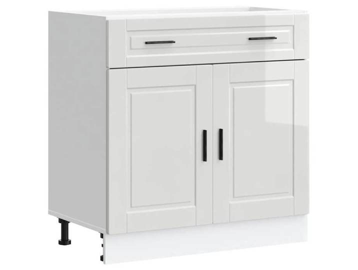 “Winter Sale TOP Placard suisine Blanc - Armoire de cuisine Porto blanc brillant bois ingénierie PRO80665