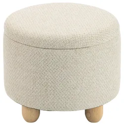 HOCKER-MIT-STAURAUM Polyester Beige