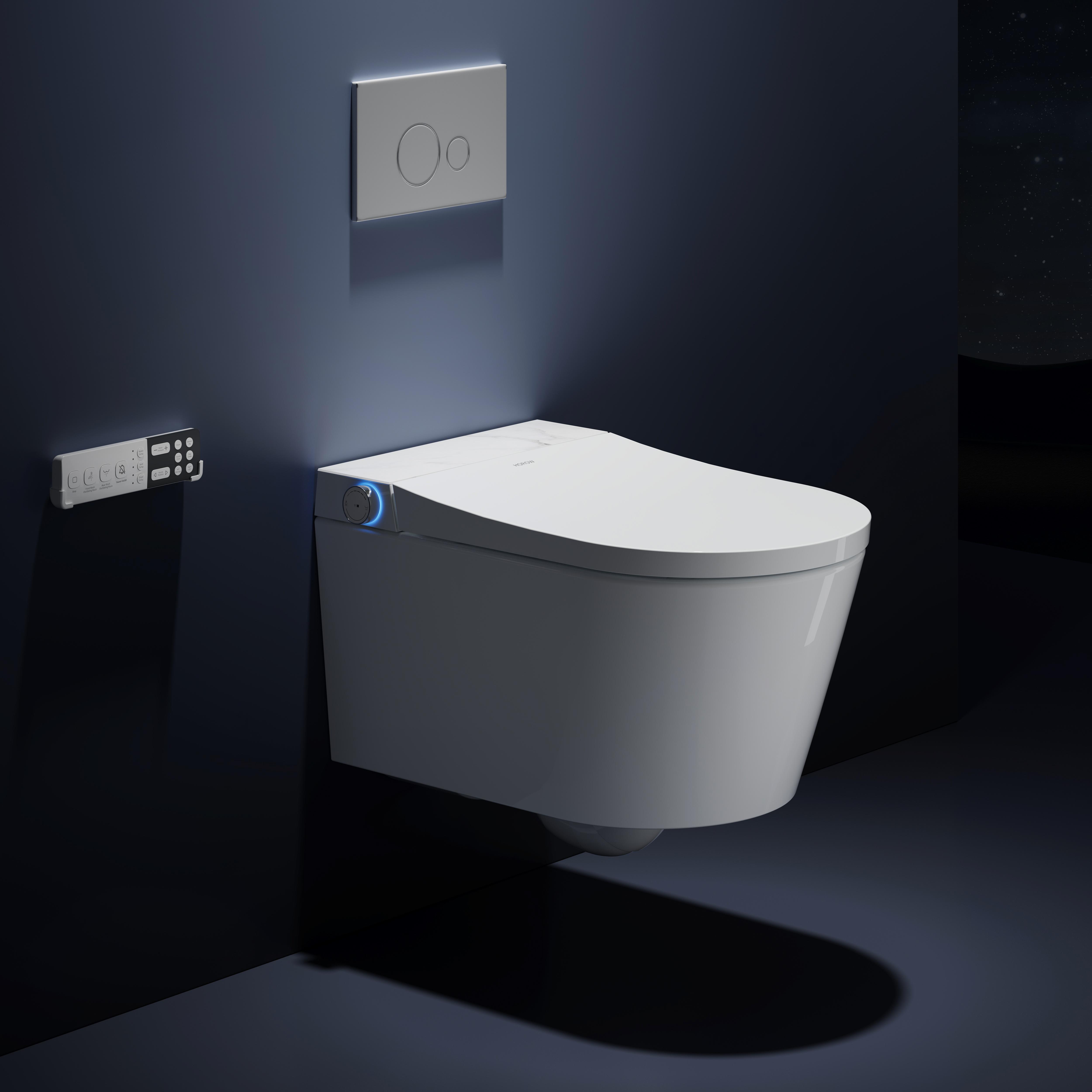 HOROW Intelligent Dusch WC Spülrandlos beheiztes Bidet elektrisch Toilette, Japanische Toilette WC, Warme Lufttrocknung, Damenpflege, Nachtlicht
